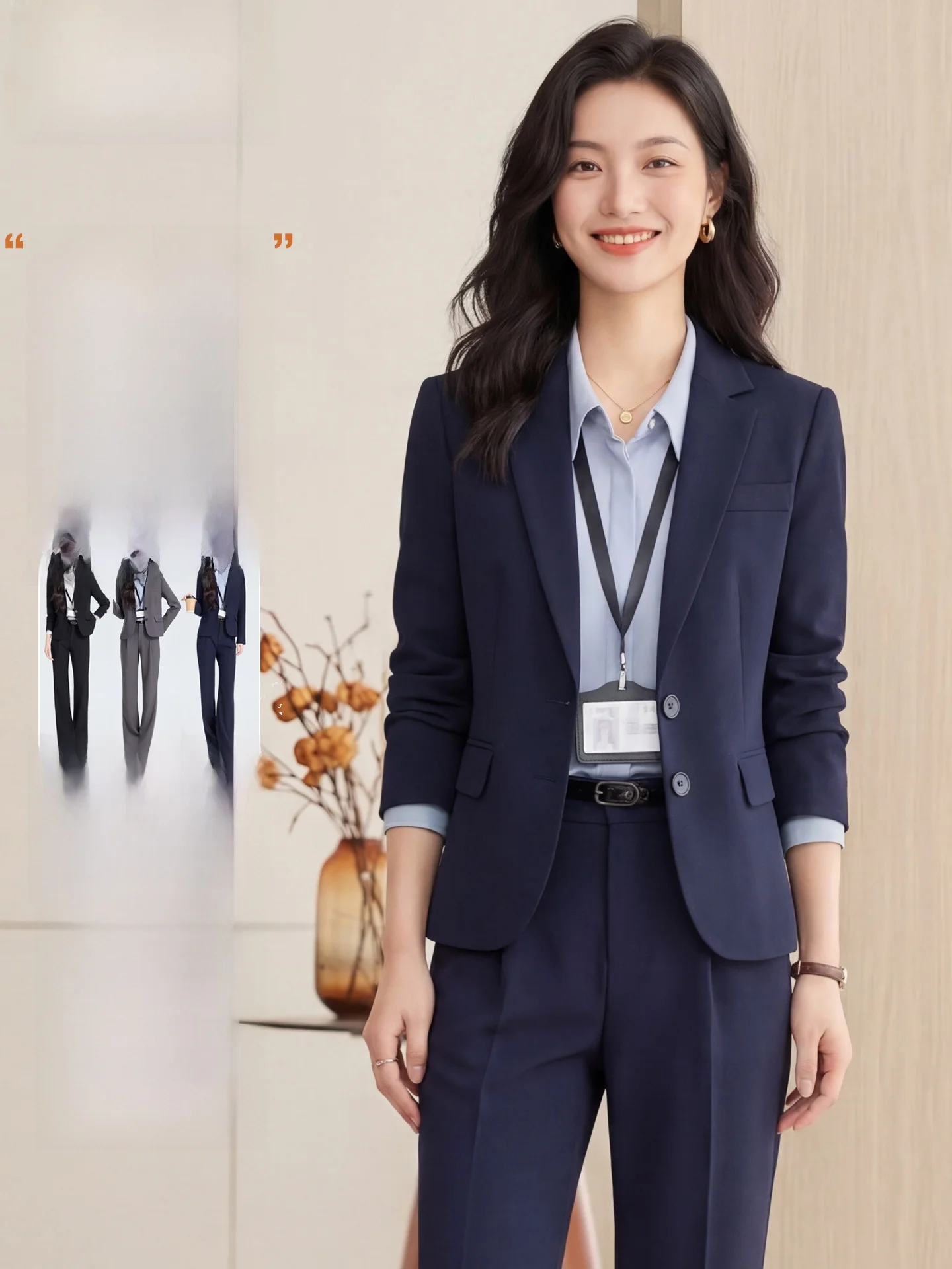 Elegant Royal Blue Women's Suit Jacket Professional Career Interview Formal Wear Three Button Cuff Polyester Breathable Anti-...