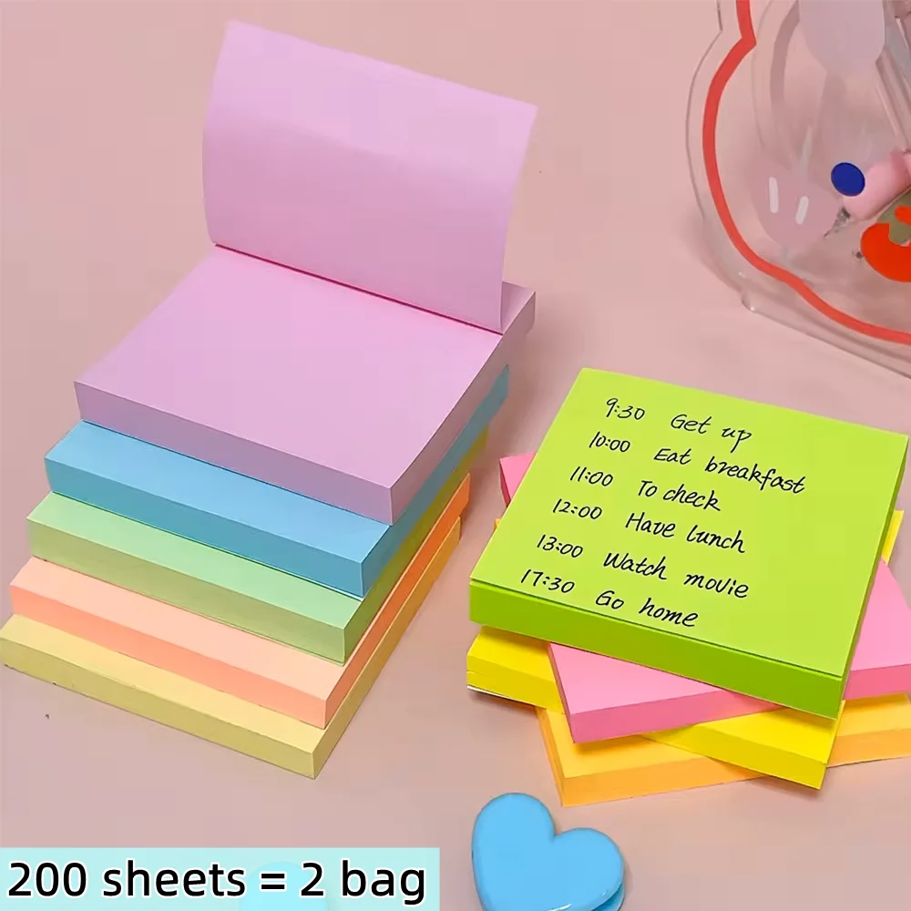 200Sheets Sticky Notes Pads Posits Stationery Paper Stickers Posted It Memo Notepad Notebook School Office Color Message Sticker