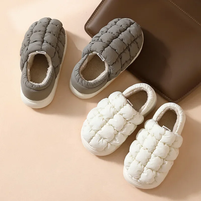 New Men Winter Warm Slippers Women Fluffy House Slippers Thick Sole Soft Plush Floor Flats Indoor Outdoor Furry Platform Shoes