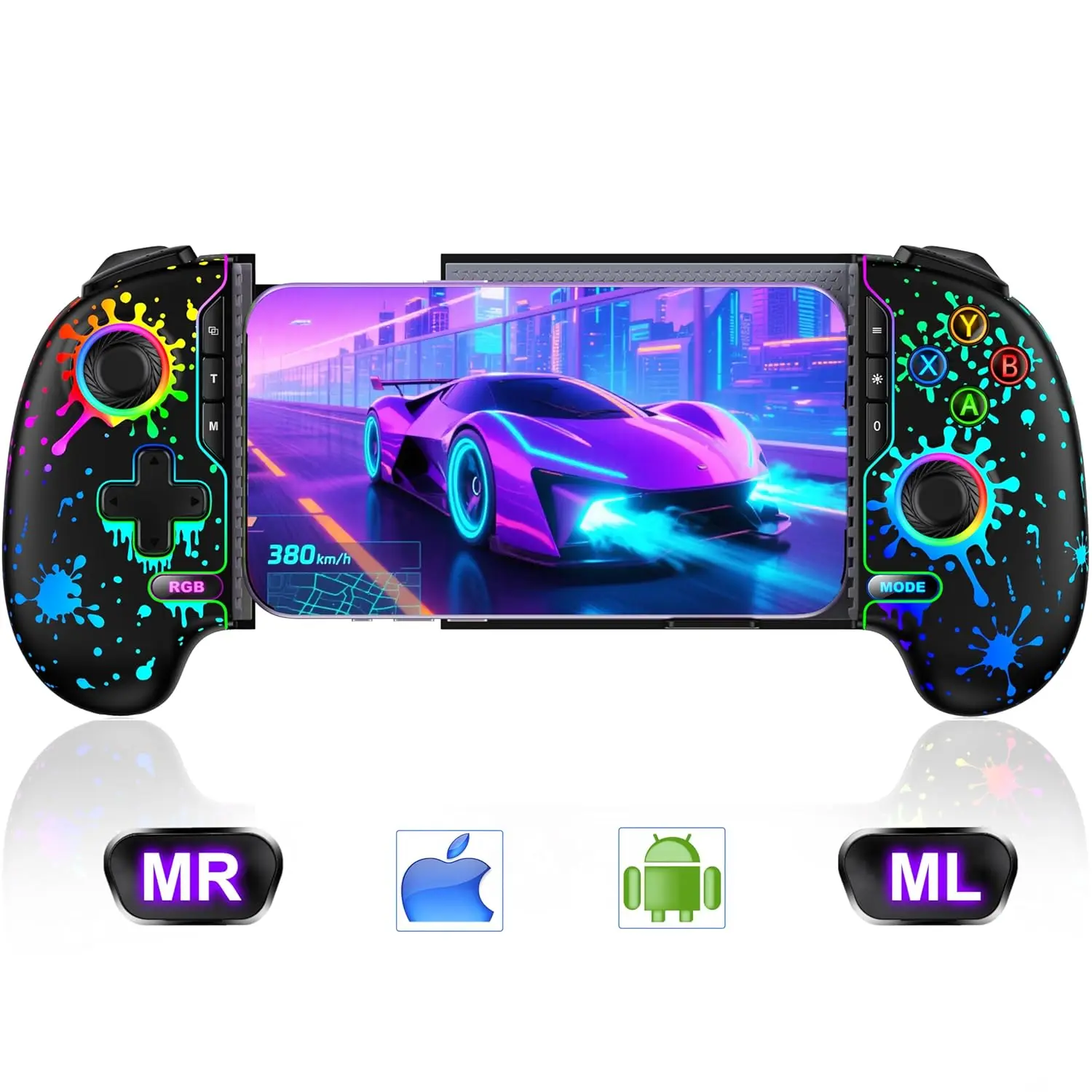 Mobile Game Controller for iPhone/Android, Wireless with Programmable Back Buttons, Hall Effect Joysticks, Adjustable Turbo and