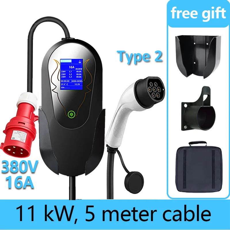 Type 2 Portable Ev Charger 11Kw Cee - JIGU EV Charger Type 2 11KW