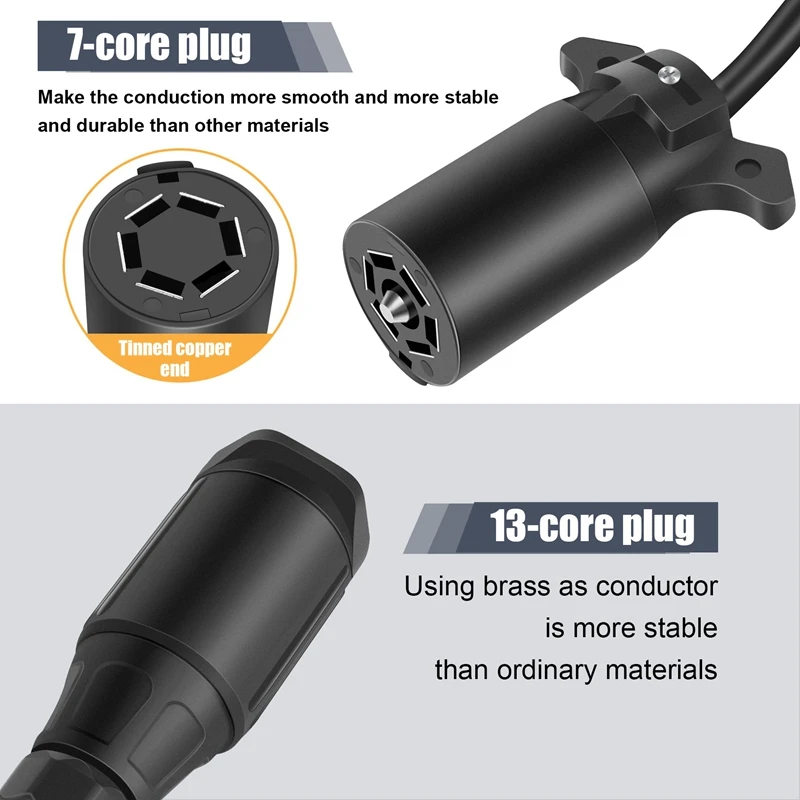 Convertitore di luce per rimorchio da 4X USA a europeo presa piatta a 7 vie (veicolo statunitense) a spina rotonda a 13 Pin (rimorchio ue)