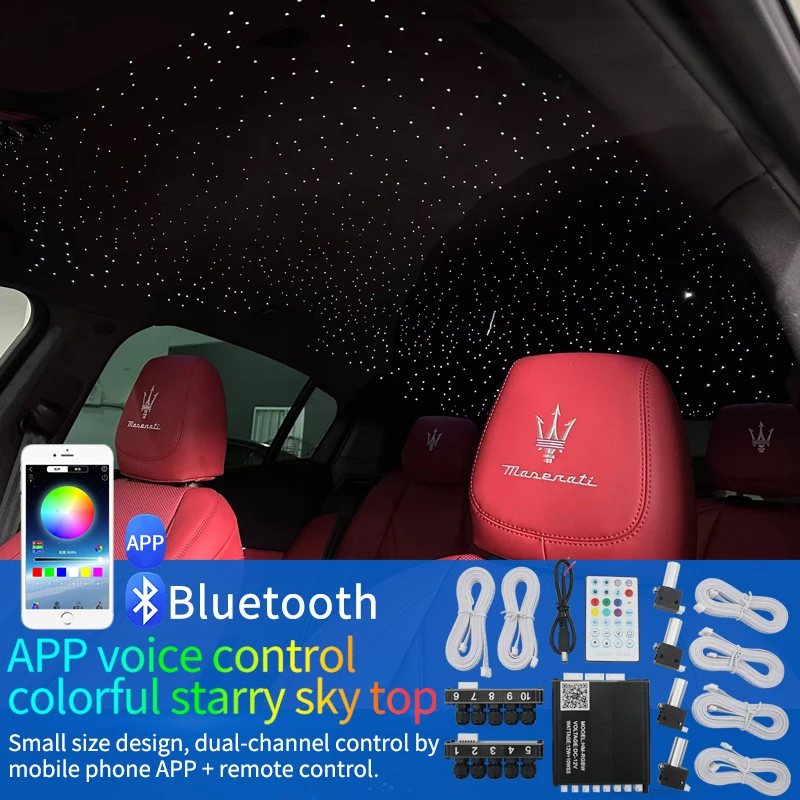 

12V Car Starry Sky Roof Modified Fiber Optic Car Roof App Control Starry Sky Panoramic Skylight Branch Flow Starlight Source Machine White Light Starry Sky Light