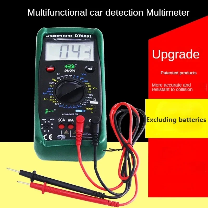 DUOYI Digital Automotive Tester Multimeter DY2201 DY2201B 500-10000 RPM  Angle Temperature Meter Multimeter Overload Protection