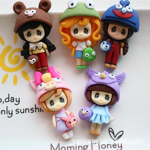 Cartoon Fridge Magnet Cute Little Girl Resin Refrigerator Magnets Lovely Princess Wearing A Hat Magnet Home Decor Accessories