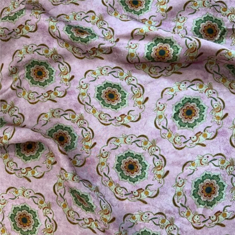 Pink Feixiang Yunsha full silk jacquard fabric Chinese-style women's dress short-sleeved cheongsam