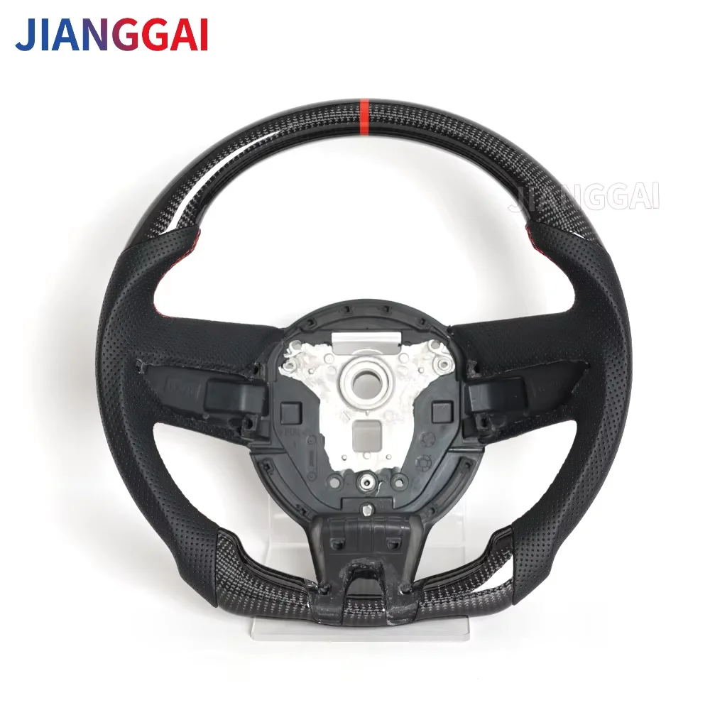 Real Carbon Fiber Car Steering Wheel Without Paddle Hole Red Stitching Fit For Chevy Camaro SS 2007-2011 Racing Steering Wheel