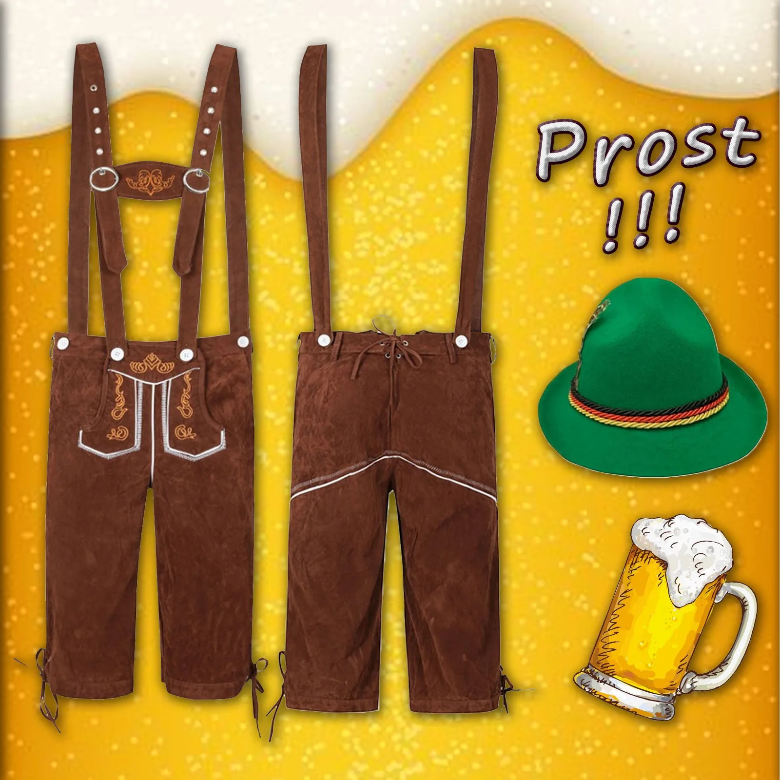 Male Traditional Oktoberfest Outfits Mens Overalls Jumpsuit And Hat 2 Piece Set Man Halloween Party Costume Beer Dirndl Rompers