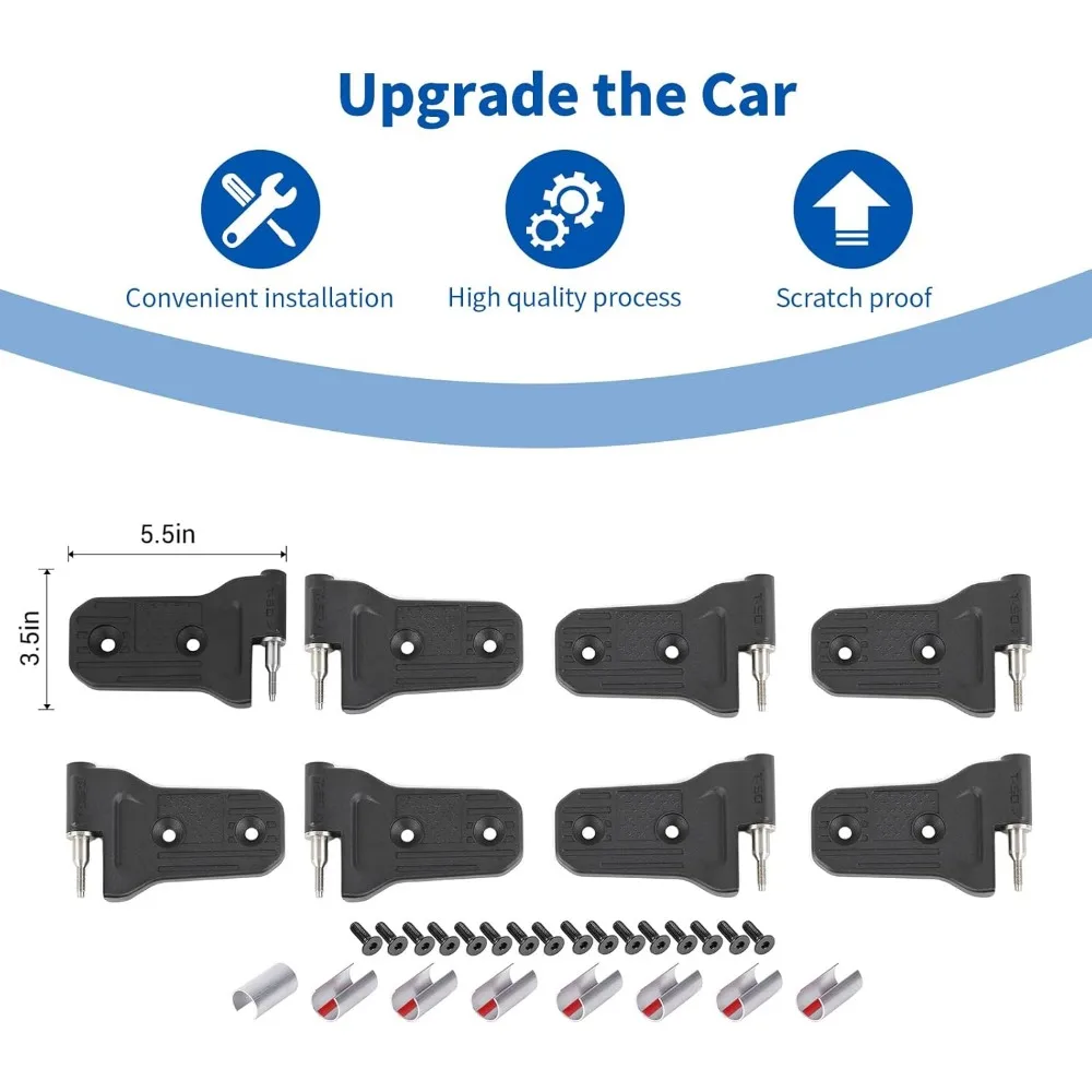 مجموعة مفصلات الأبواب المصنوعة من الألومنيوم للاستبدال على نماذج جيب رانجلر JL JLU 2018-2023 والمصارع JT 2020-2023 ذات 4 أبواب