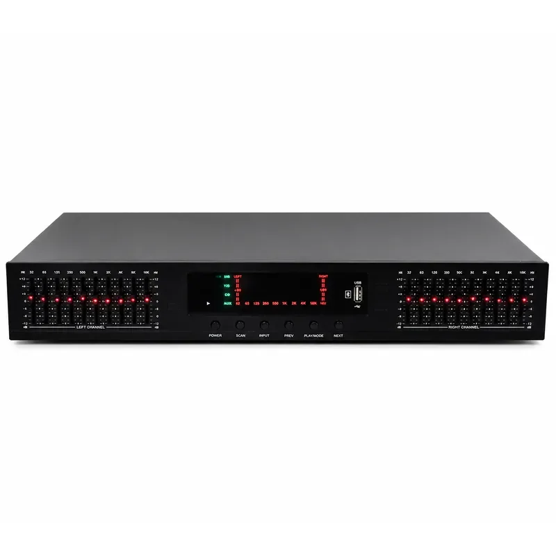 Digital HD Equalizer HiFi Home Bluetooth EQ USB Dual 10 Segment Audio Processor for Stage Speaker System