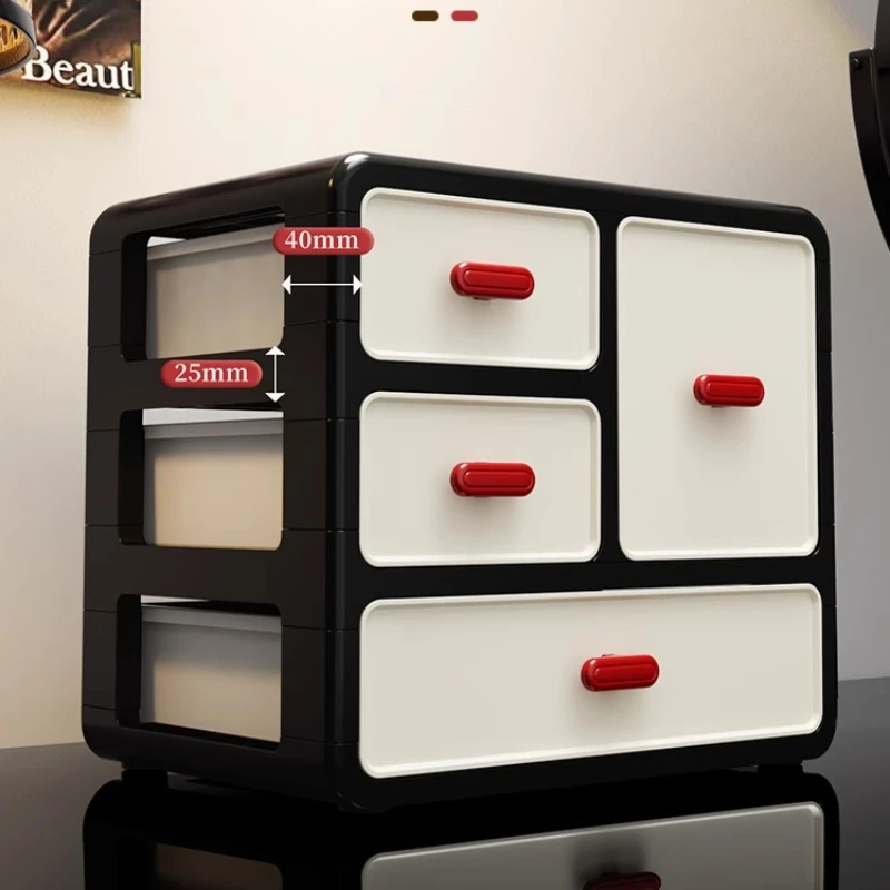 Retro Luxury Desktop Cosmetic Organizer Makeup Storage Box Set Dust Proof Plastic Drawer Cosmetics Organizer Tall Layers Case