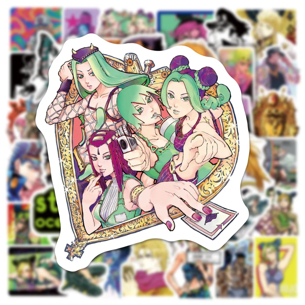 50pcs JoJo’s Bizarre Adventure Stone Ocean Series Graffiti Sticker Suitable for Helmets Desktop Wall Decoration DIY Sticker Pack