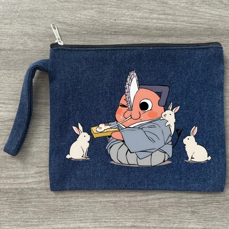 

Darkness Devil Chainsaw Man Horror Manga Anime Denim Fashion Makeup Bag Travel Storage Bag Canvas Printed Letter Zero Wallet,