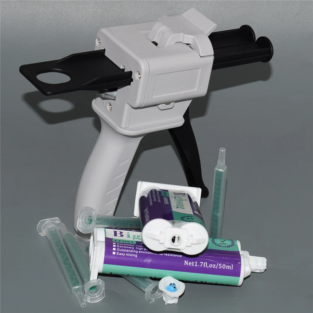 5 Stück Mischdüsen & 2 Stück 50 ml schwarze Strukturklebstoffe 1:1 Epoxidharz AB-Klebstoffe 5 Minuten starke Epoxidharze & 50 ml 1:1 Klebepistolen – Detail 4