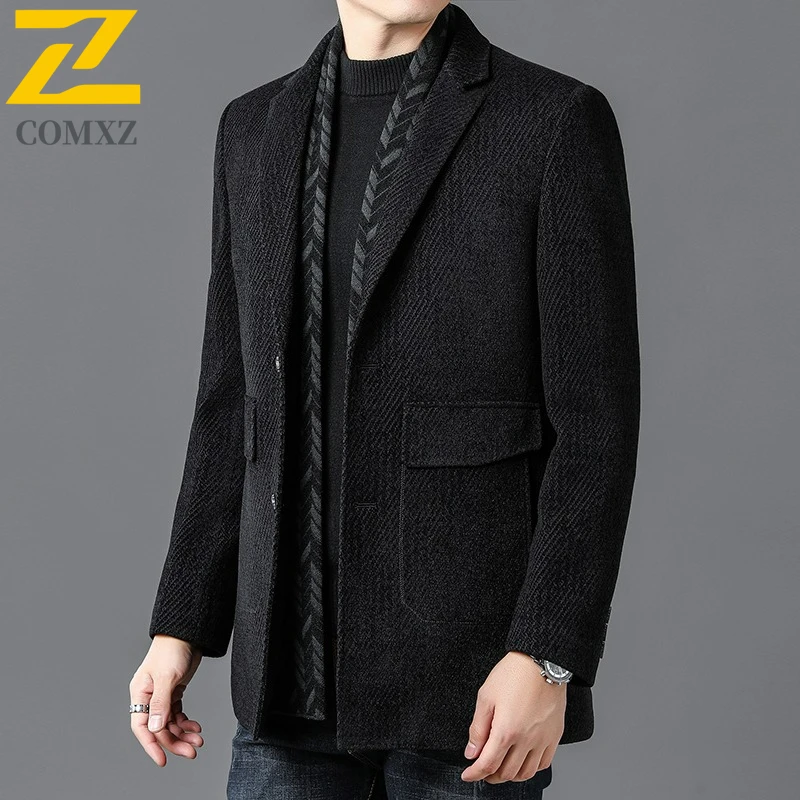 Winter Men Wool Overcoat 2025 New Fashion Classic Premium Suit Collar TrenchCoat Business Casual Warm Windproof​ Jackets