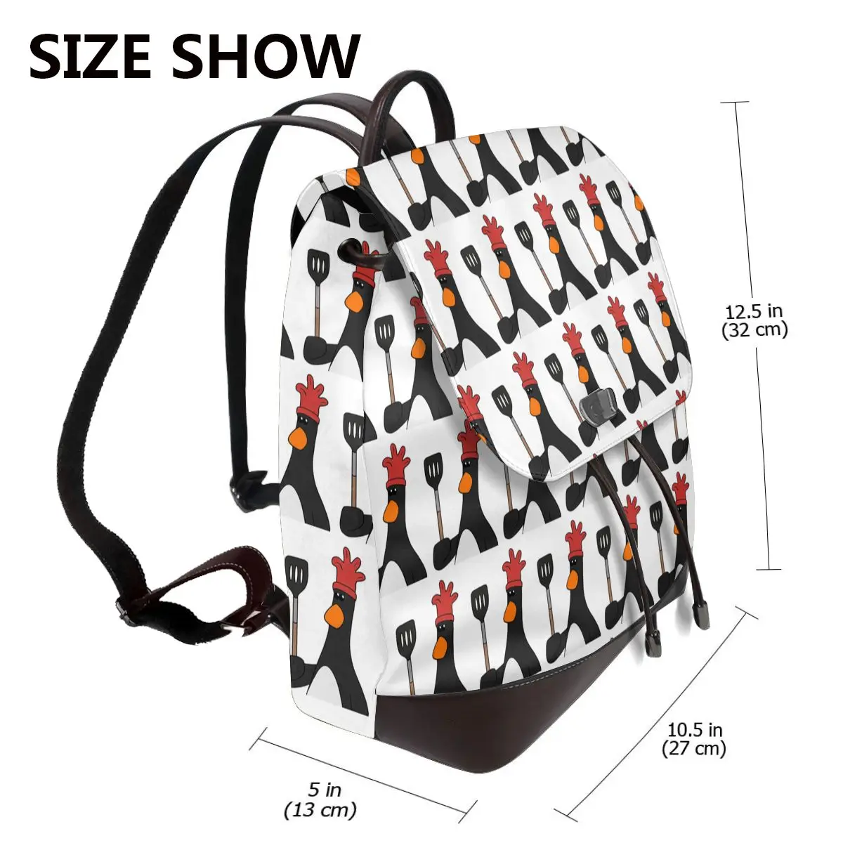Feathers McGraw - Kitchen Spatula Women Soft Leather Backpack Large Capacity Multi Pockets Work Travel Ladies Casual Rucksack