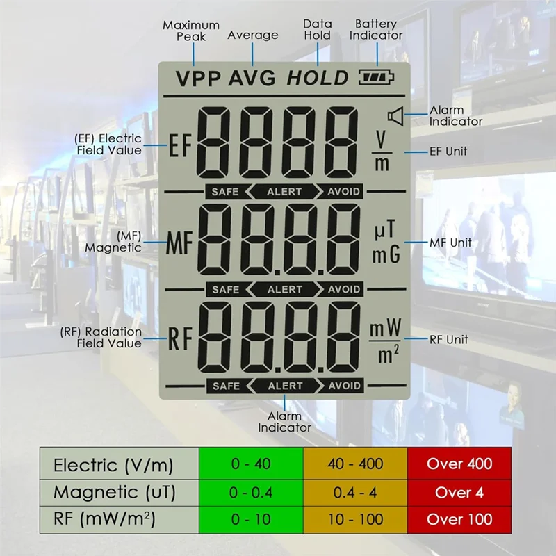 كاشف M11K-EMF، عداد إشعاع 3 في 1 لإشارة EF، RF، MF، Wifi مع إنذار ضوء الصوت ثلاثي الألوان، عقد البيانات، للمنزل #4