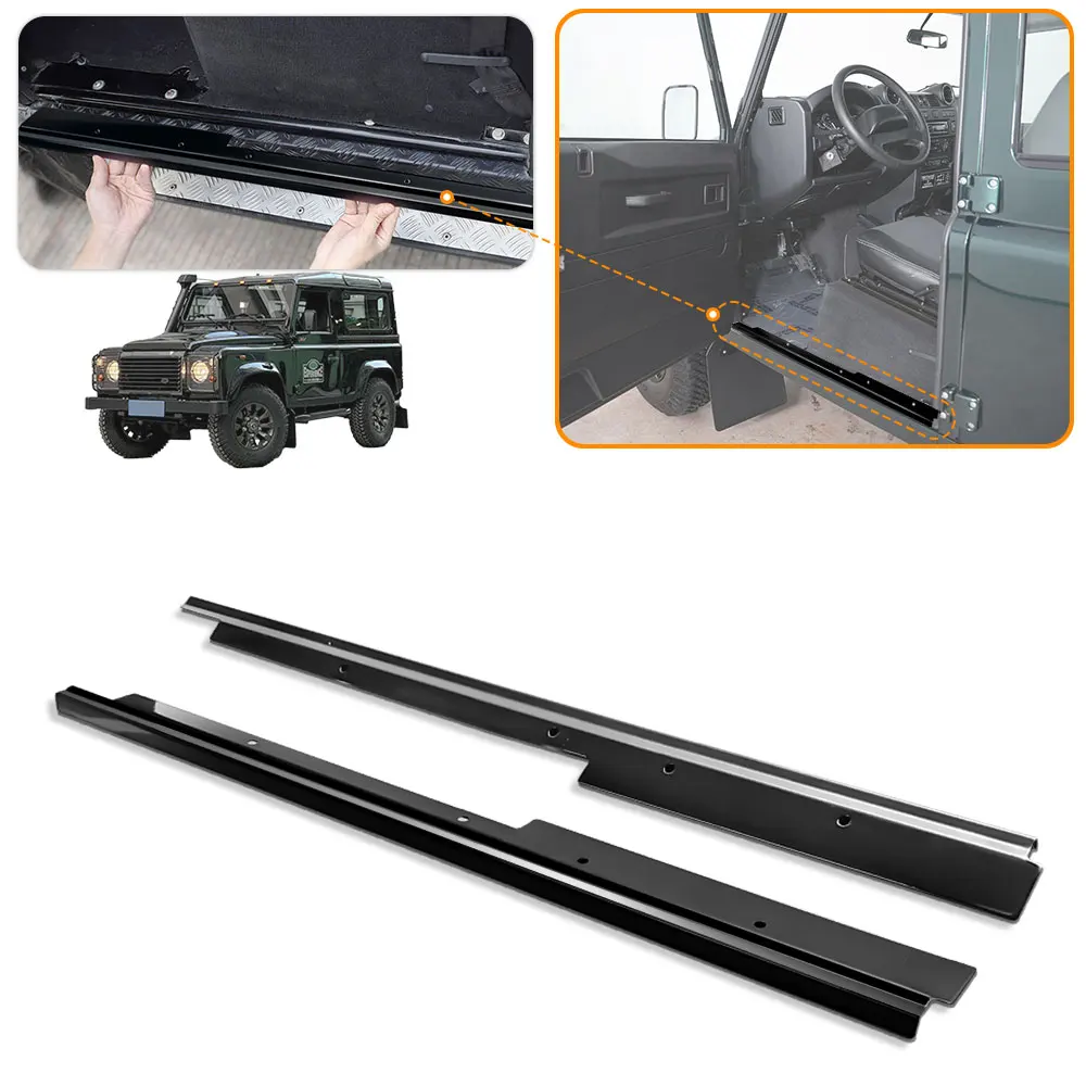

For Land Rover Defender 2004-2018 inner sill bar pressing guard plate Auto welcome pedal Auto parts Stainless steel Black 2pcs