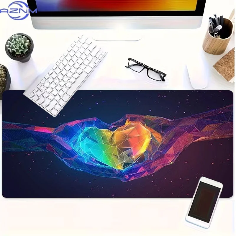 Polygonal Heart Mouse Pad, Rubber Material, Multiple Specifications Available, Suitable for Programmers & Gamers, Ideal for St.