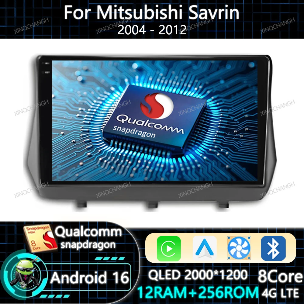 Android 16 Car Radio For Mitsubishi Savrin 2 2004 - 2012 Head Unit Carplay Auto Multimedia Video Player 2DIN GPS QLED BT 4G WIFI