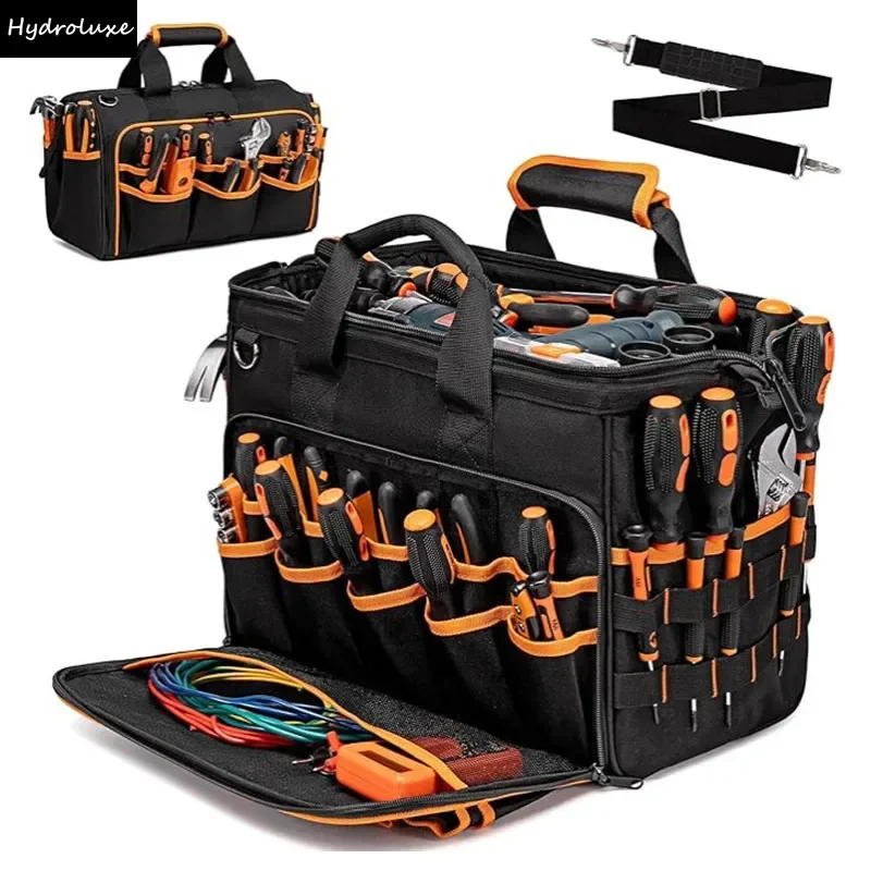 Heavy Duty Tool Bag Foldable Tool Tote Bag Organizer Electrician Tool Caddy Hardware Work Tool Storage Organizer with Wide Mouth