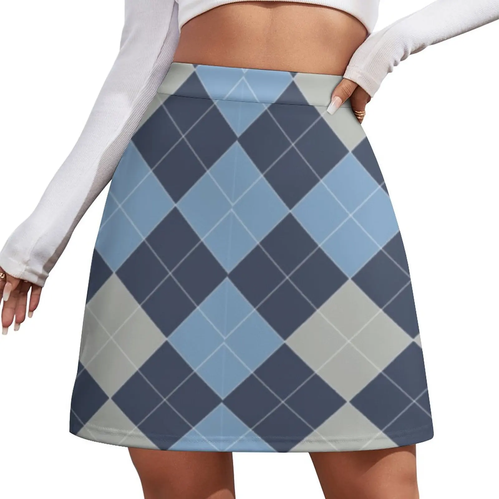 

Navy/Carolina Blue Argyle Mini Skirt novelty in clothes Evening dresses luxury clothes women shorts Mini Skirt