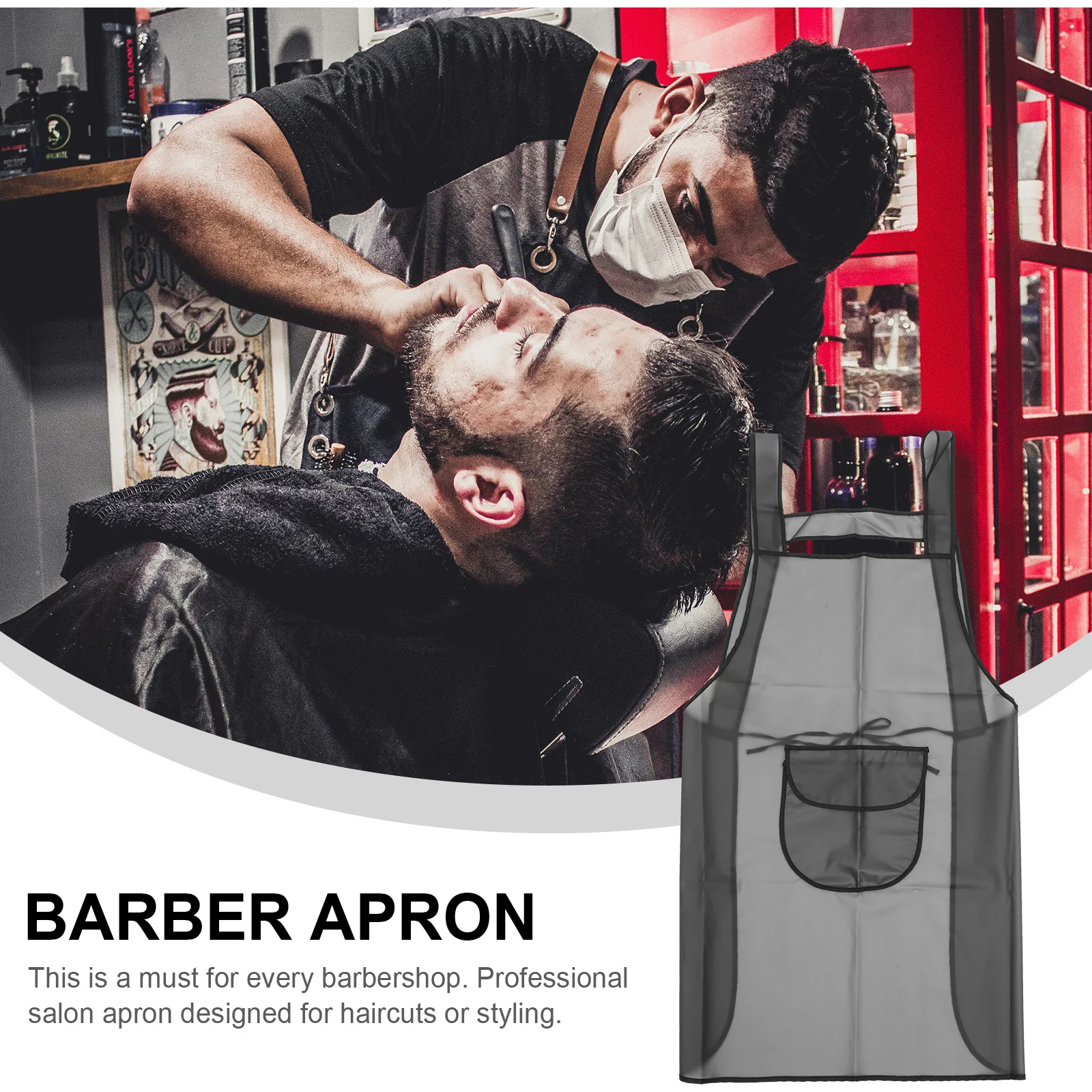 

Hairdresser Apron Grey Salon Work Clothes Splashproof Oil Resistant Large Pocket Men Women Barber Haircut Styling