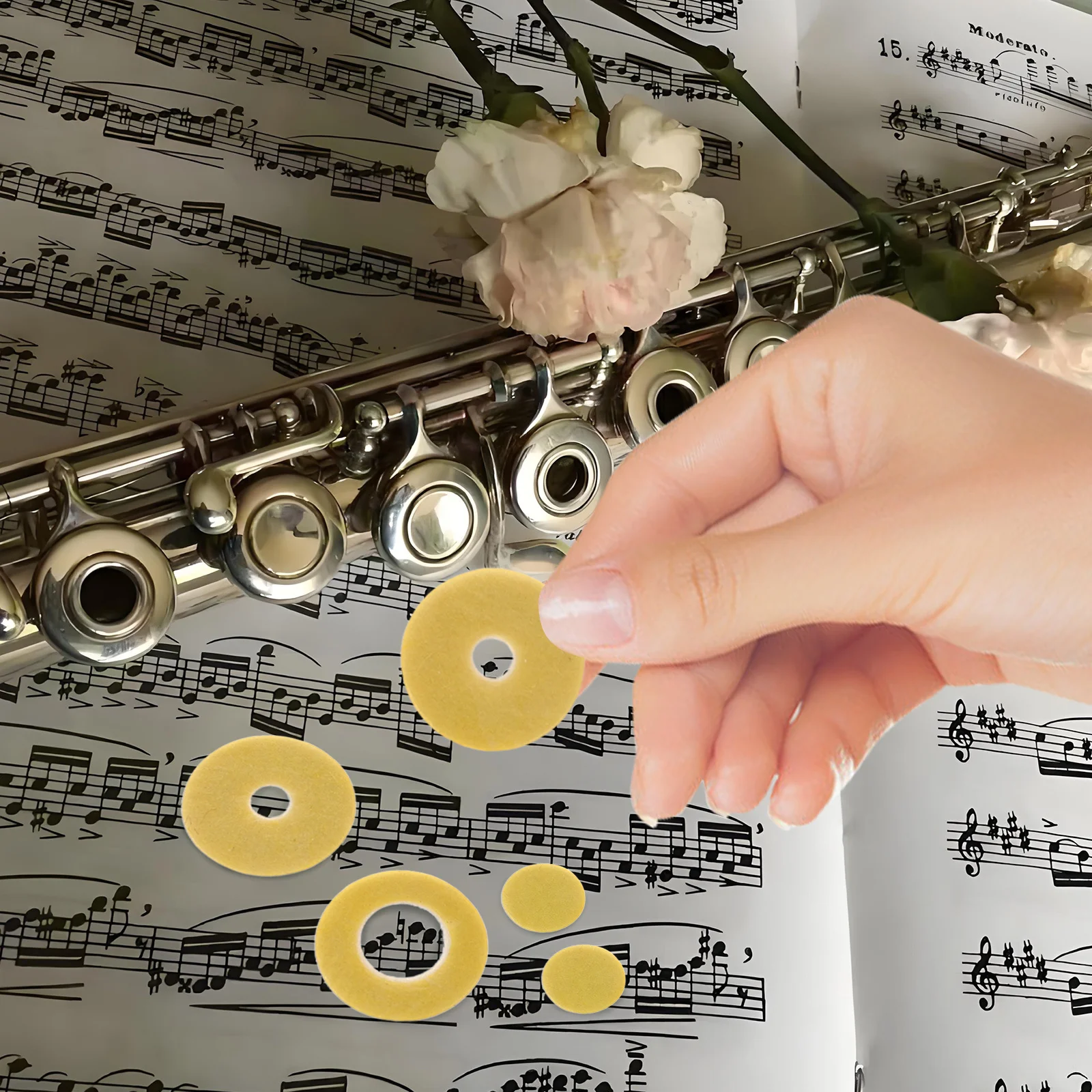 

Felt Material Flute Pads Open Hole Type Replacement Parts Flute Maintenance Kit Leveling Washers for Flutes Key Accessories