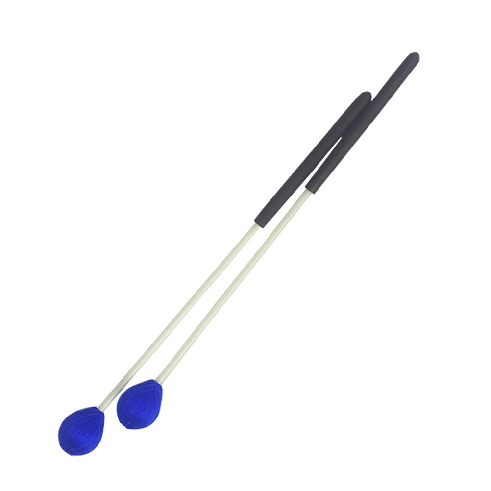 

Marimba Mallets Polished Beech Shafts Yarn Blue Handle Medium Hard Percussion Sticks Indoor Outdoor Use Lightweight Durable