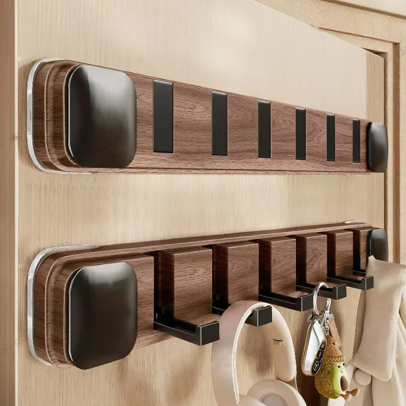 

No-Drill Suction Cup Hooks Entrance Door Hat Storage Rack Bathroom Wall-Mounted Wood Grain Kitchen Hooks