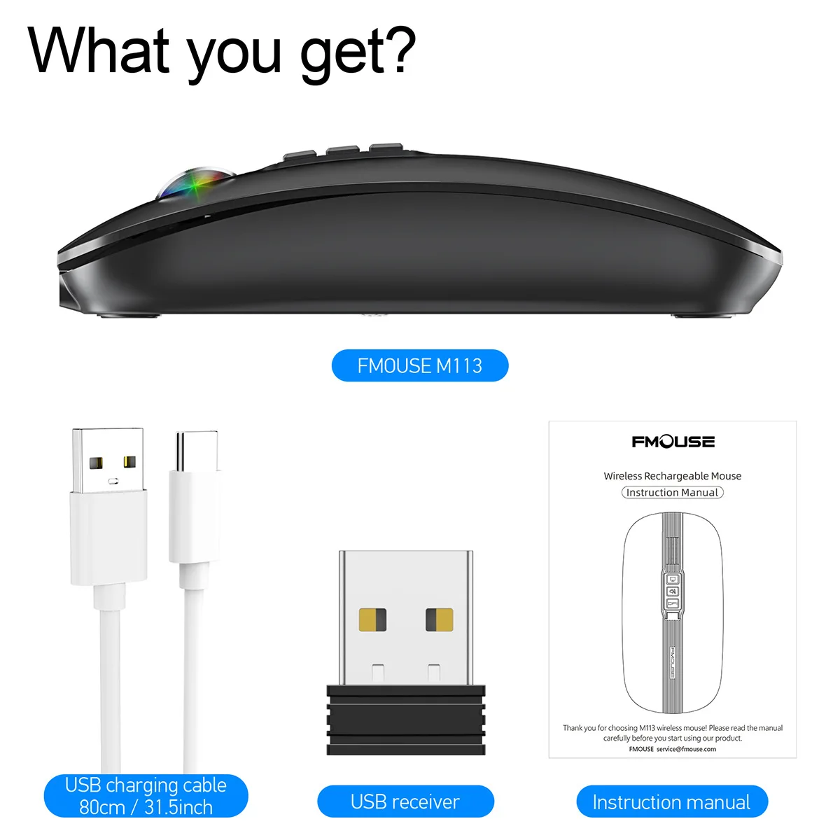 UTHAI M113 Wireless Mute Mouse Dual Mode 2.4G/BT5.1 Rechargeable 2400DPI Adjustable for Laptop Desktop