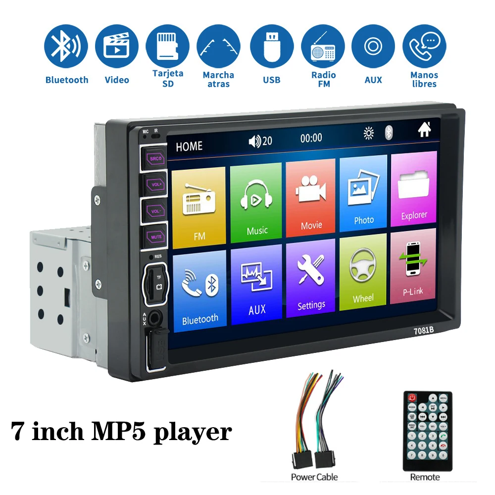 

KAIEN 1Din 7 inch HD Car Radio Multimedia Player Car Stereo MP5 Bluetooth USB FM TF Card Touch Screen Autoradio MirrorLink 1 Din