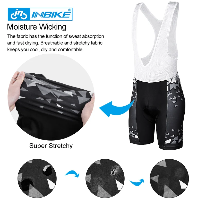 INBIKE Cycling Jersey Set Short Sleeve Racing Bicycle Clothes Outdoor Sports Gel Pad Bib Shorts Summer Men MTB Bike Clothing