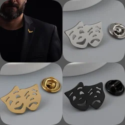 Mask Smiley Face Gold Plated Badge, Black Men's Collar Brooch, Lapel Pin Black, Father Husband Gift, Suit Accessories Set