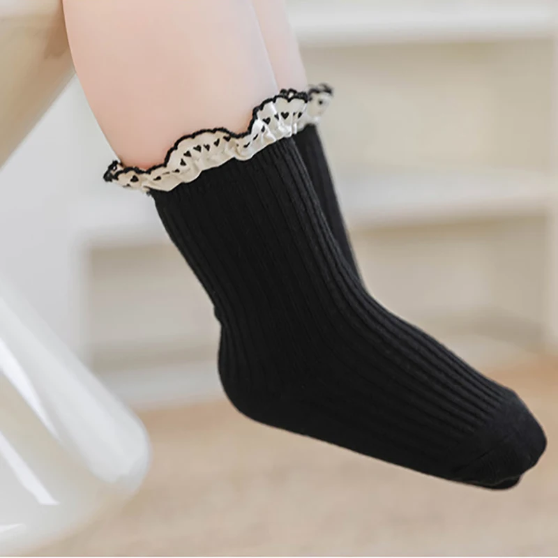 New Spring Lace Princess Socks Newborn Baby Toddler Soft Stringy Selvedge Prewalker Mid Sock For Kids Girl Boy Cute Socks 0-8Y