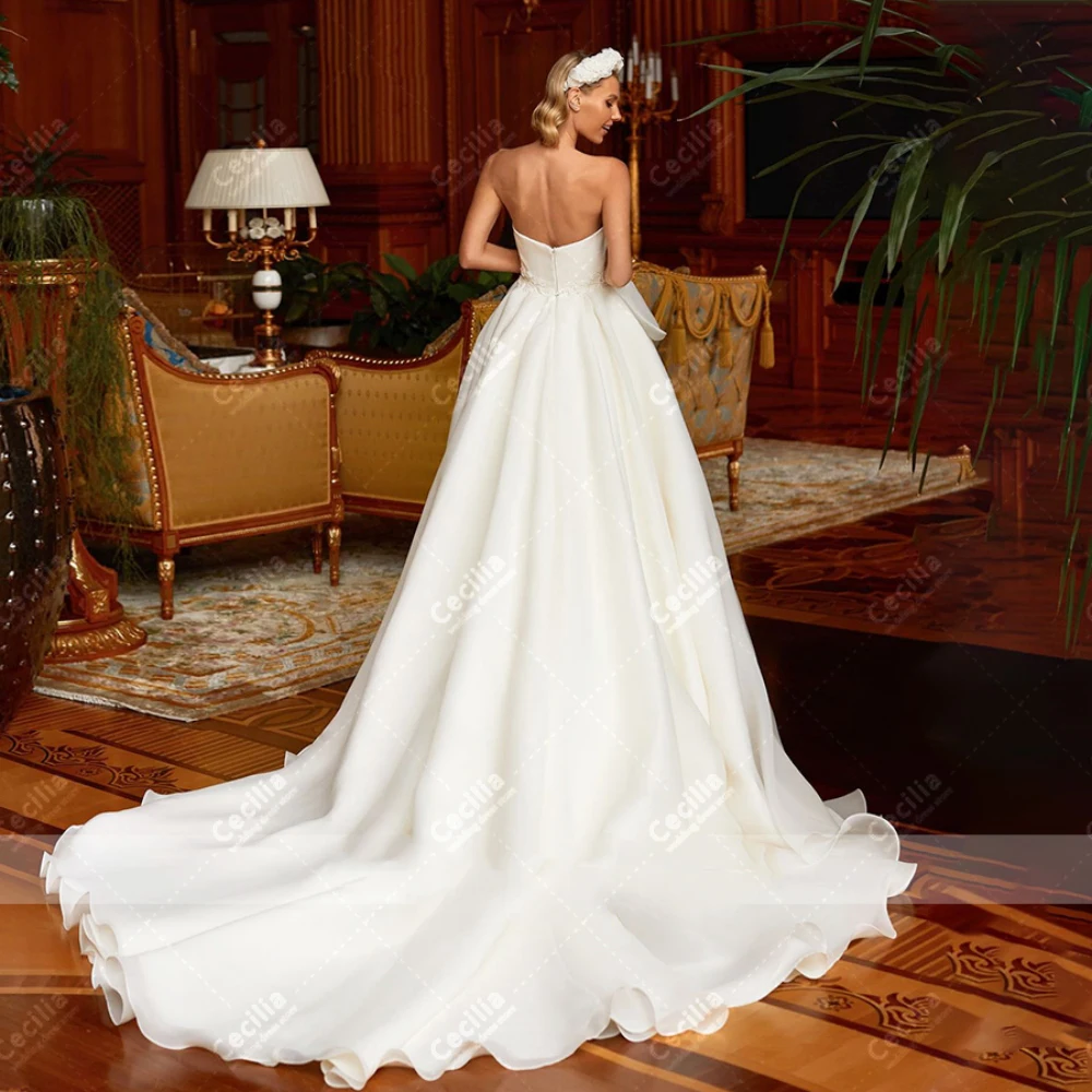 Charming Wedding Dresses Simple Bridal Gowns Bow Decoration Robes Sleeveless Backless Graceful Vestidos De Novia Customized 2025