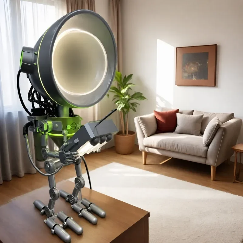 Modern Luminous Mechanical Robot Clear Clock Fiberglass Floor Ornament for KTV Bar Home Decor