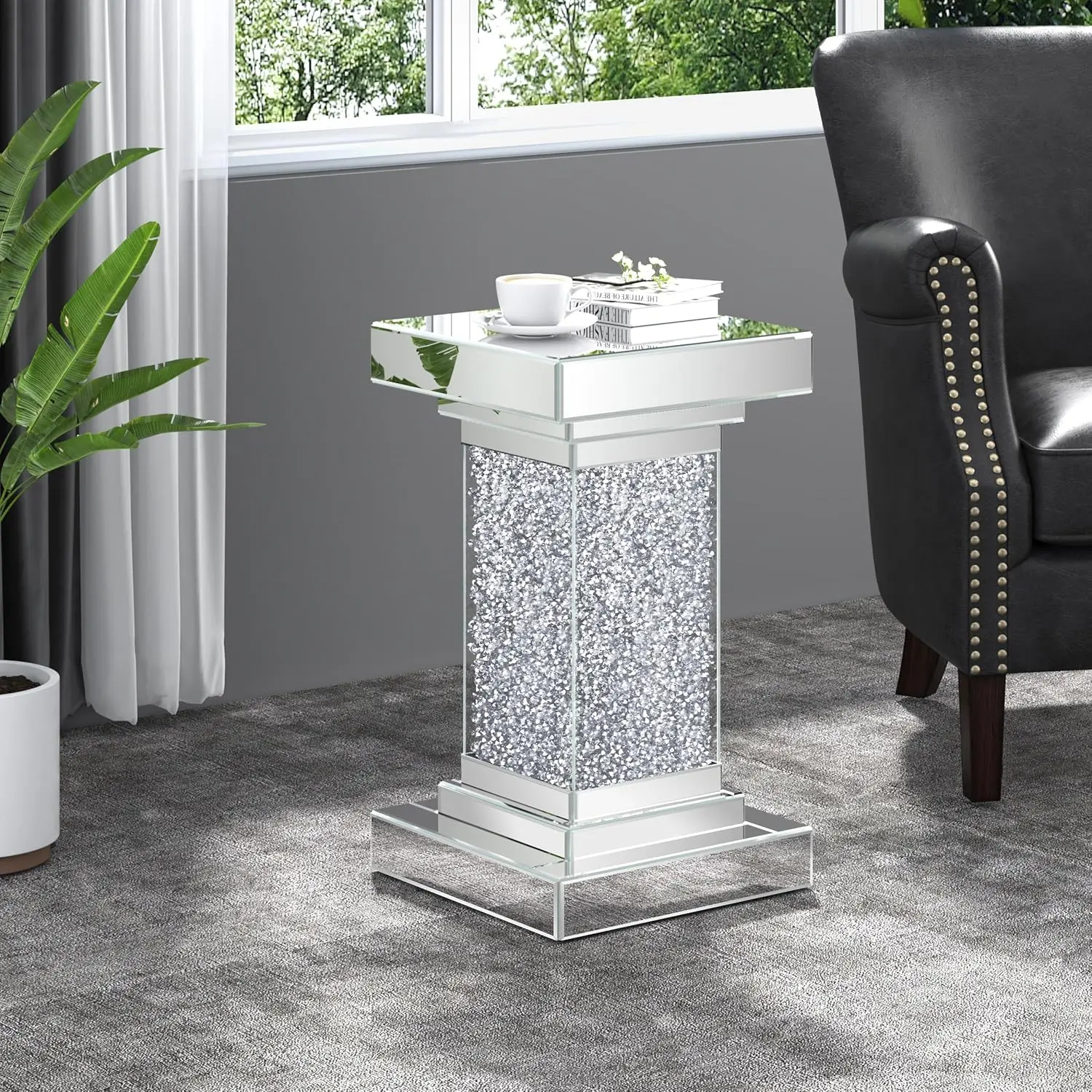 

Mirrored End Table Crushed Diamond Coffee Table For Living Room Small Spaces Side Table For Bedroom Office Hallway Entryway