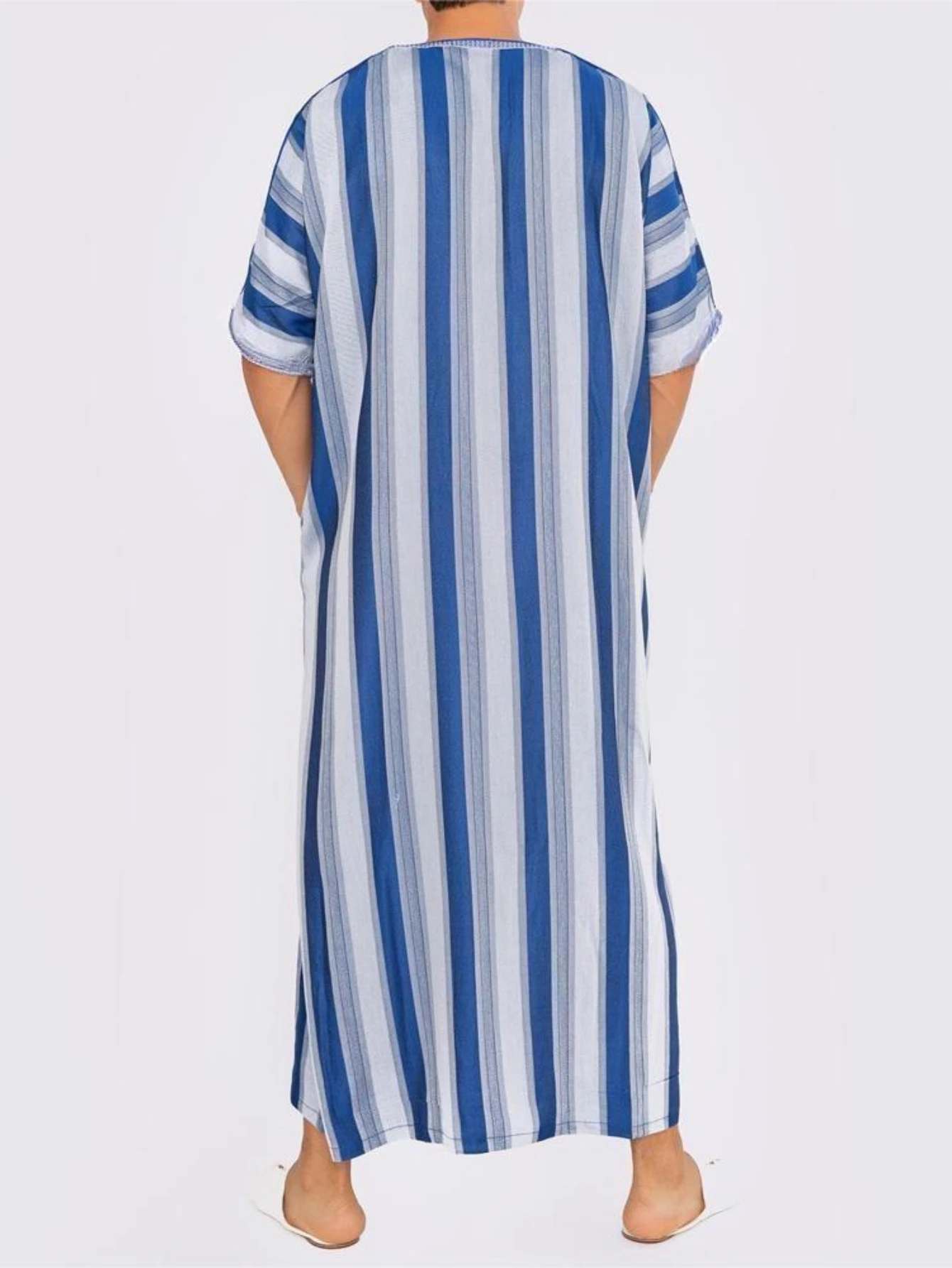 Uomini musulmani Abito lungo Dishdasha Stripe Islamico Dubai Abito da preghiera saudita Caftano 2025 Abaya Eid Ramadan Marocco Modesto Jubba Thobe