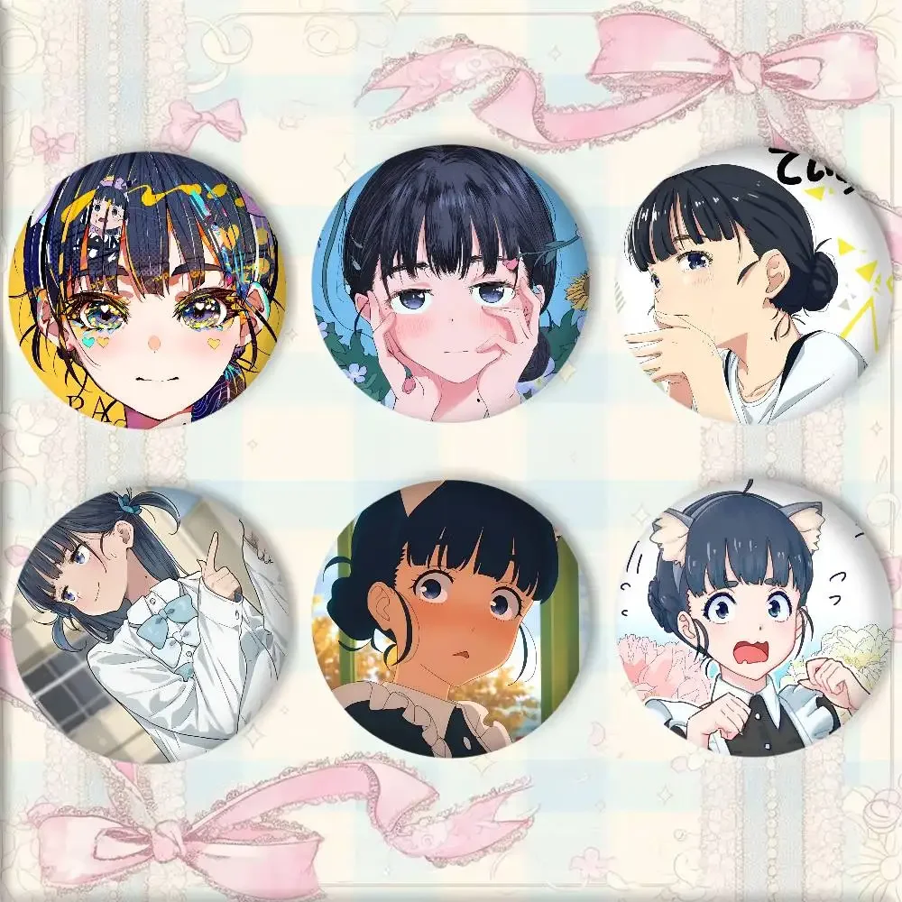 Cartoon Anime T-Too Many Losing H-Heroines Tiara Basori Badges Round Cosplay Pin Bag Decor Fans Collect Friends Gifts Brooch