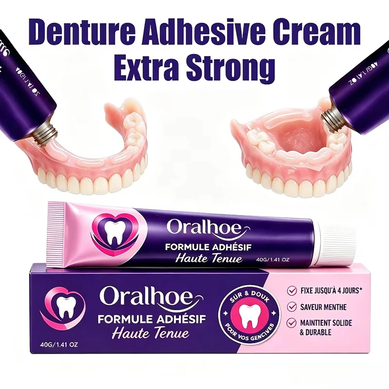 Denture Adhesive Cream 40g Strong Stable Hold Long-lasting False Teeth Glue Comfort And Easy Apply Fresh Mint Flavor