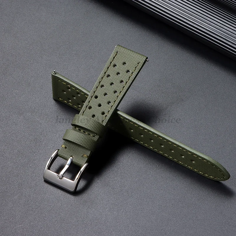 Premium Sailcloth Watch Strap 18mm 20mm 22mm Rally Racing Watch Strap Quick Release Perforated Breathable Men's Sport Watchbands image 5