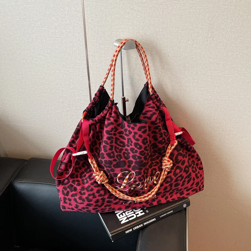 Übergroße Umhängetaschen mit Leopardenmuster für Damen, verformbar, VELOUR, große Kapazität, Einkaufstaschen, 2025, Winter, neue Luxus-Handtaschen – Detail 23