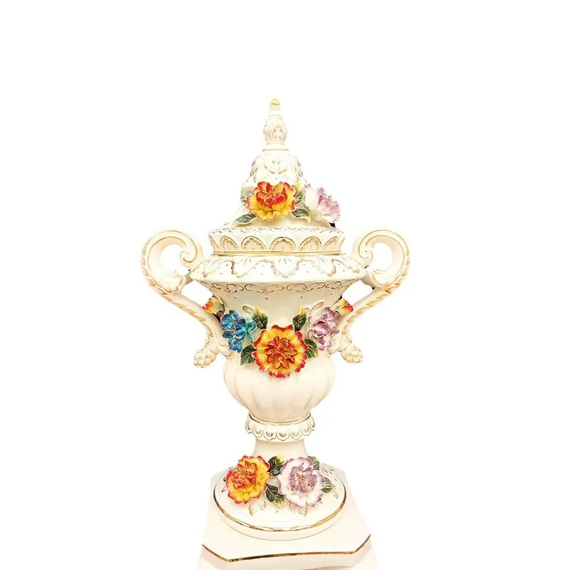 

vase ornament, European style, living room TV cabinet, entrance decoration, relief