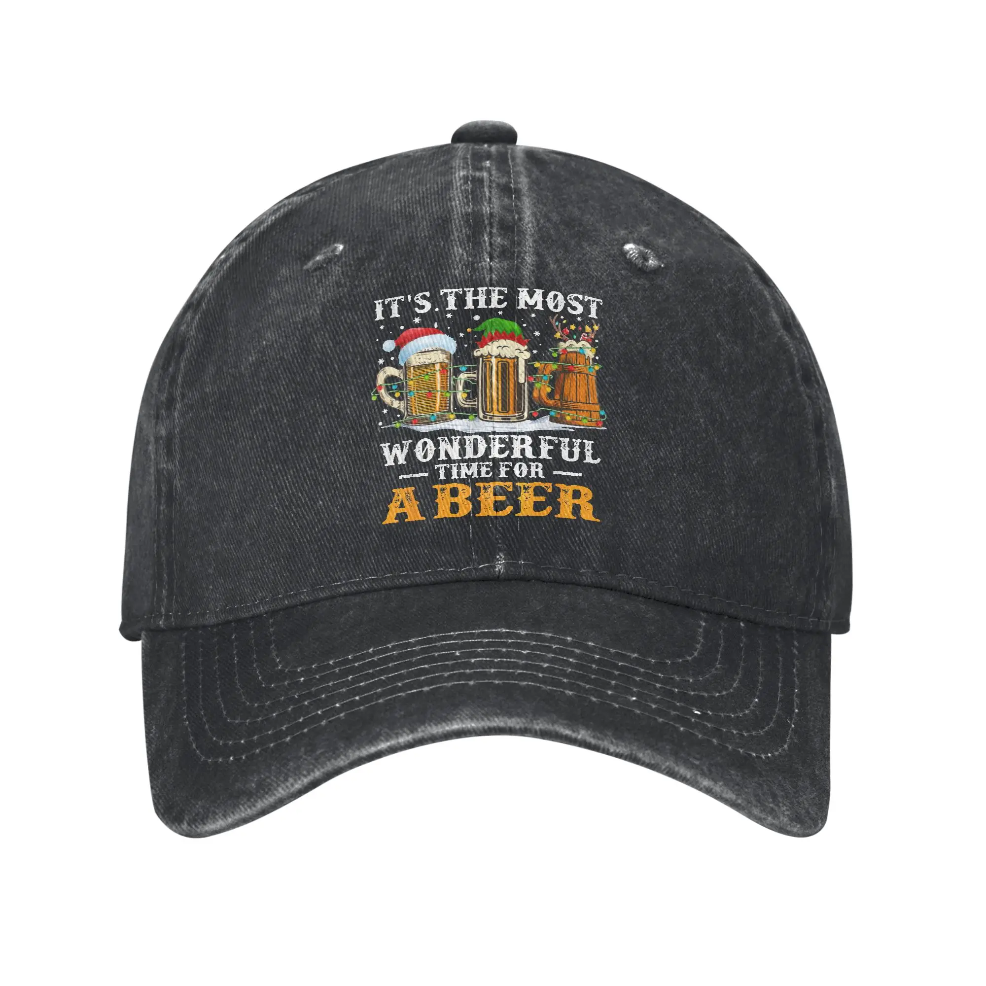 It's The Most Wonderful Time For A Beer Christmas Drink Unisex Baseball Cap  Distressed Washed Hats Cap Vintage Outdoor