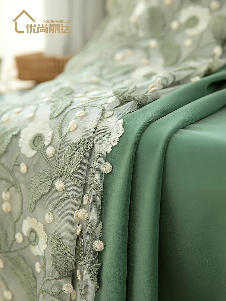 Embossed Embroidered Luxury Modern Simple French Curtains for Living Room Bedroom Australian Cashmere Blackout Custom