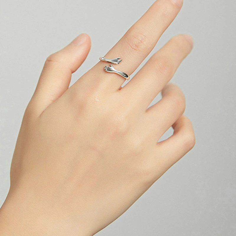 Tigrade Solide 925 Sterling Silber Arm Umarmung Offene Ringe für Frauen Männer Geschenk Sterling Silber Ring Resizable Einfache Mode Schmuck – Detail 3