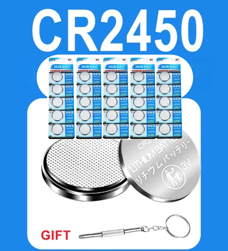 Batteries au Lithium CR 2450 3V, 5 à 50 pièces, remplacement des piles CR2450 DL2450 BR2450 pour télécommande, bouton de montre, pile bouton