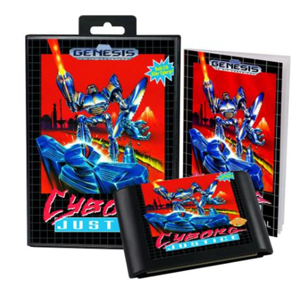 

Cyborg Justice with Box and Manual for 16 Bit Sega MD Game Cartridge Megadrive Genesis System