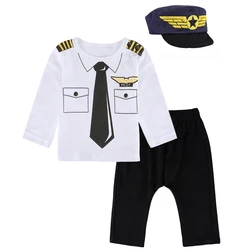 Baby Boy Clothes Set Infant Pilot Carnival Top+Pants+Hat Outfits Toddler Halloween Police Fireman Sport Baseball Costume 3PCS